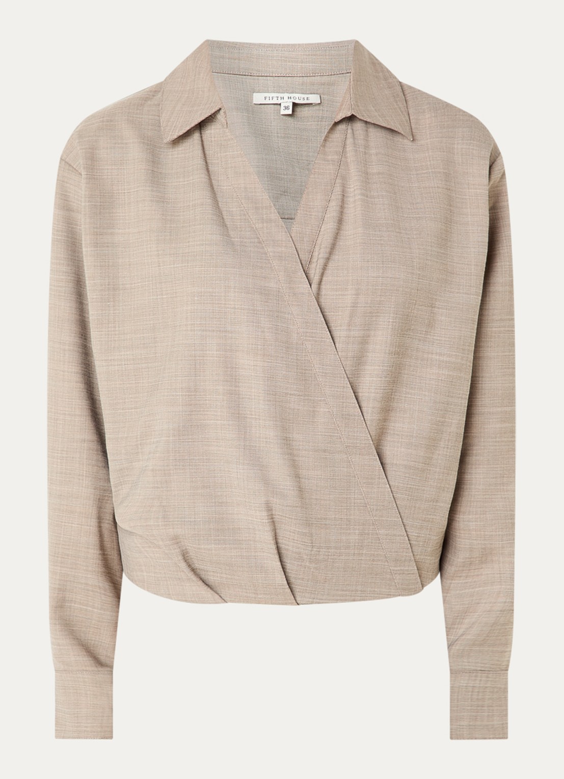 Fifth House Ozzy blouse met V-hals  - voorkant middengrijs