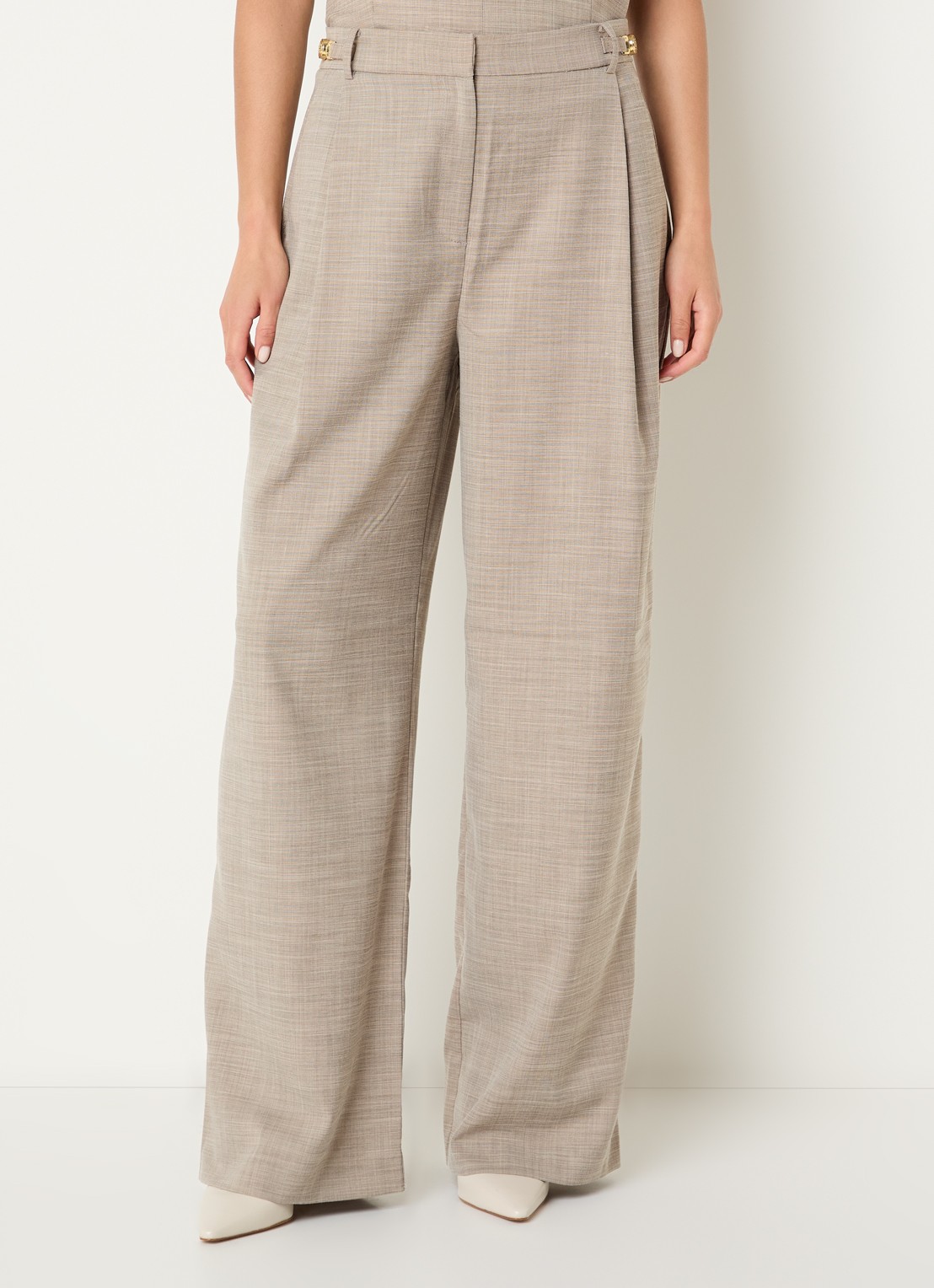 Fifth House Ozzy high waist straight leg pantalon met steekzakken  - detail 4 middengrijs
