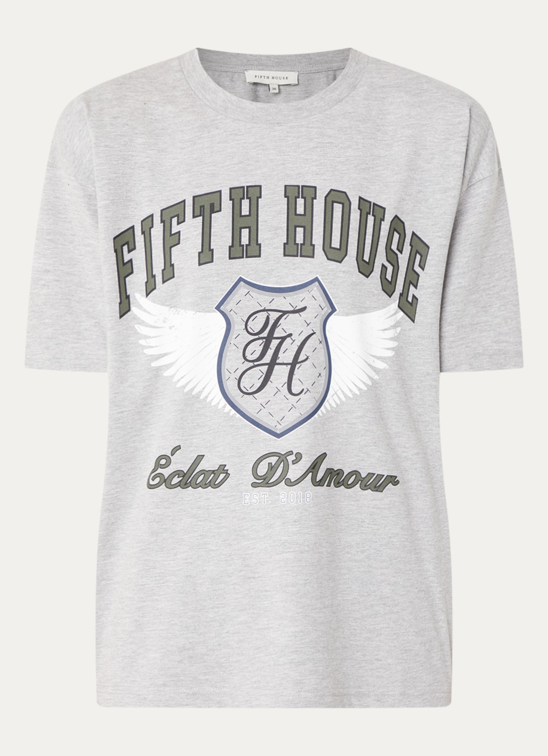 Fifth House Paige T-shirt met logoprint - voorkant grijs