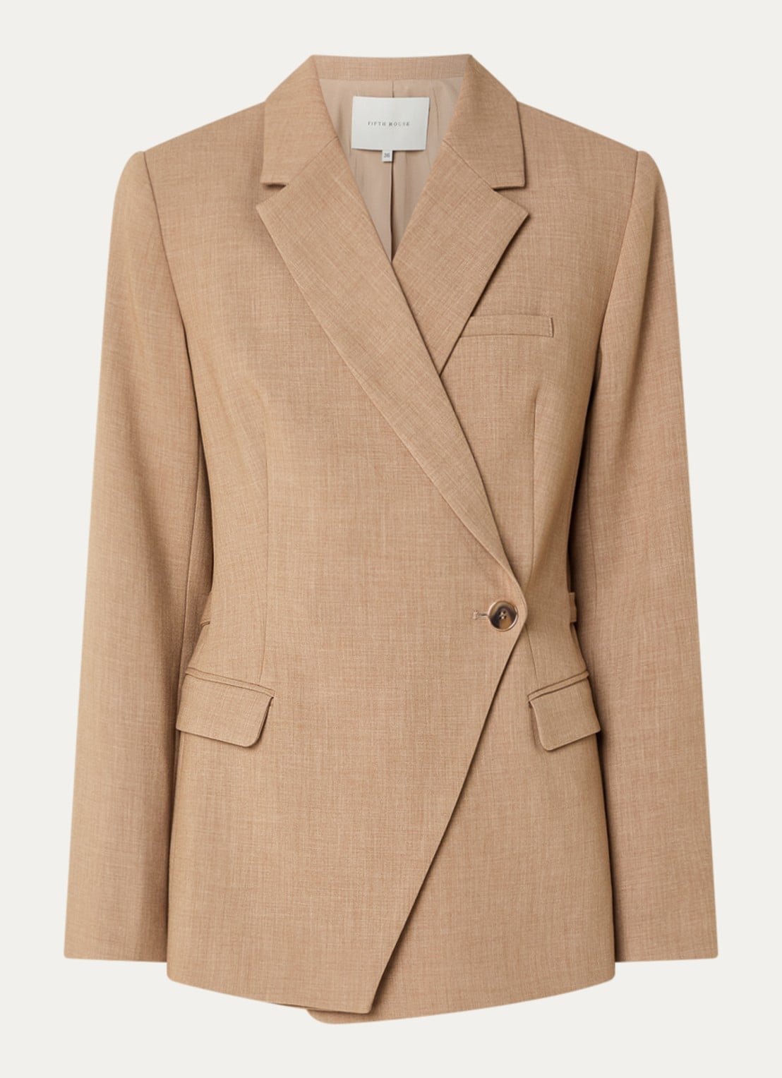 Fifth House Paloma asymmetrische blazer met klepzakken - voorkant 3 camel