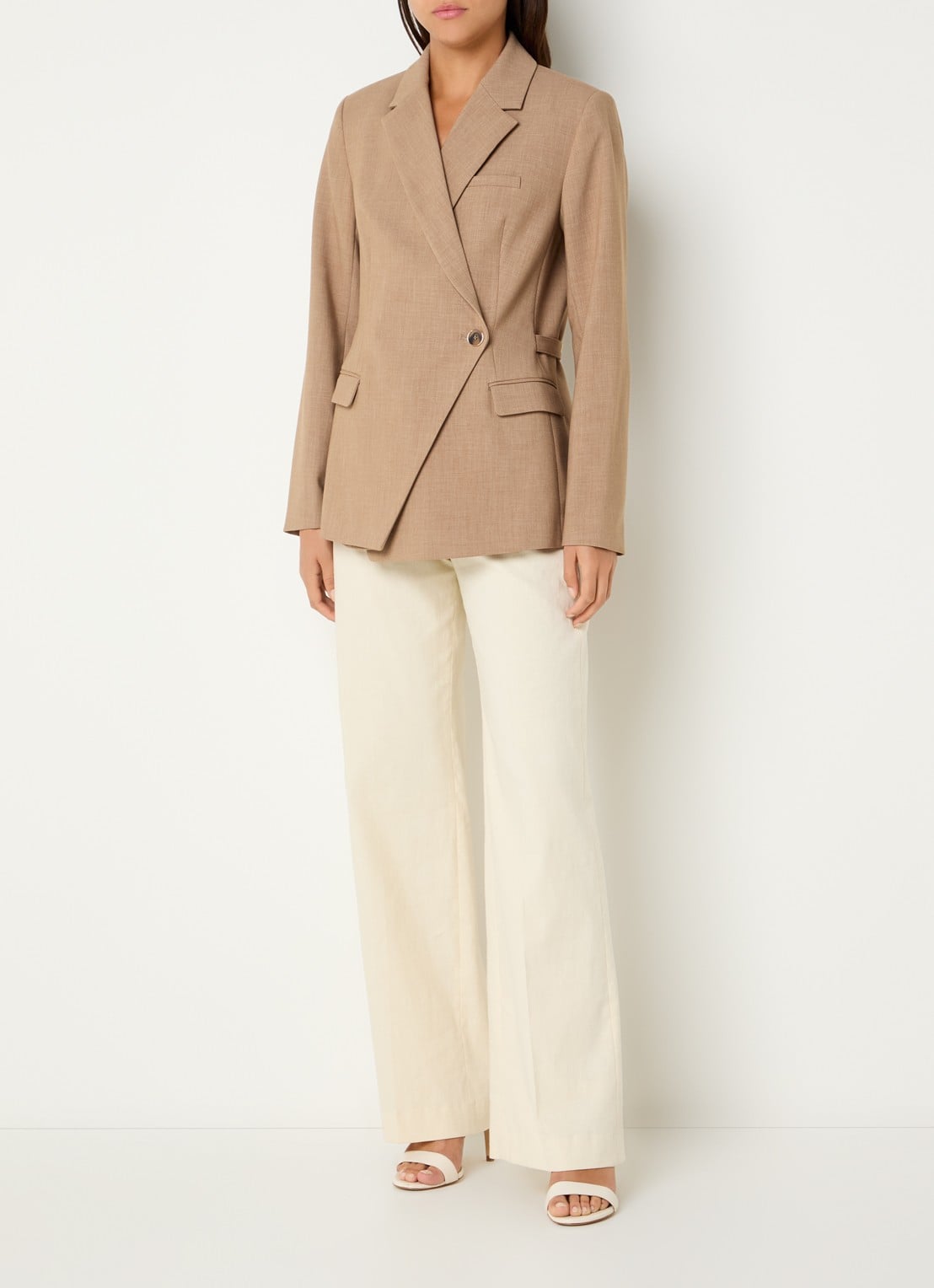 Fifth House Paloma asymmetrische blazer met klepzakken - voorkant 4 camel