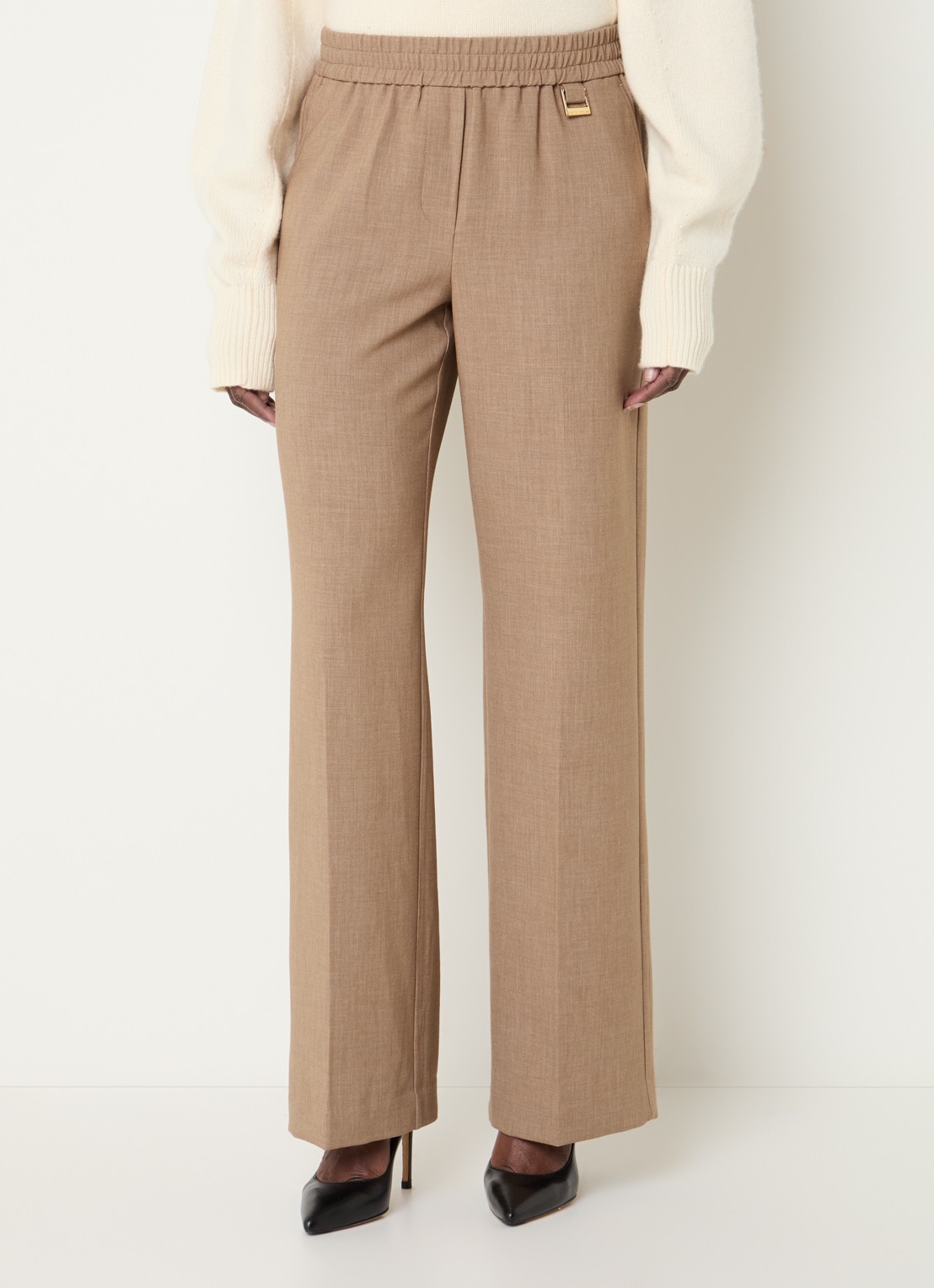 Fifth House Paloma high waist straight fit pantalon met steekzakken - detail 2 camel