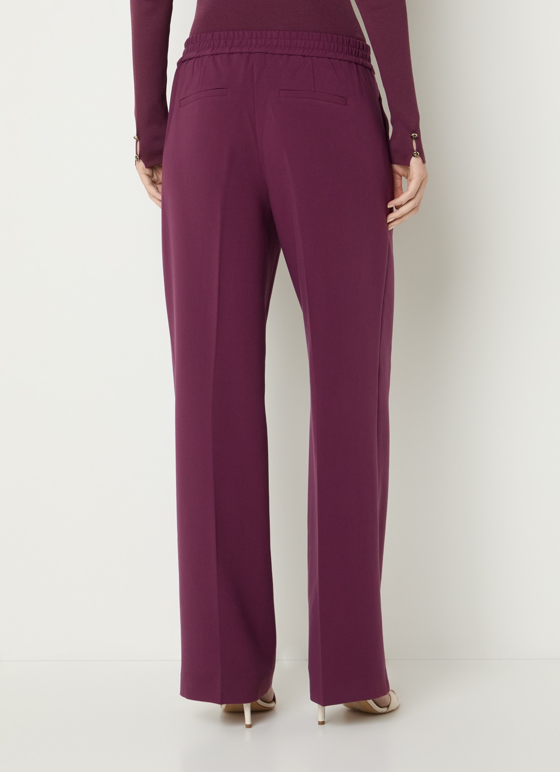 Fifth House Paloma high waist straight fit pantalon met steekzakken - achterkant bordeauxrood