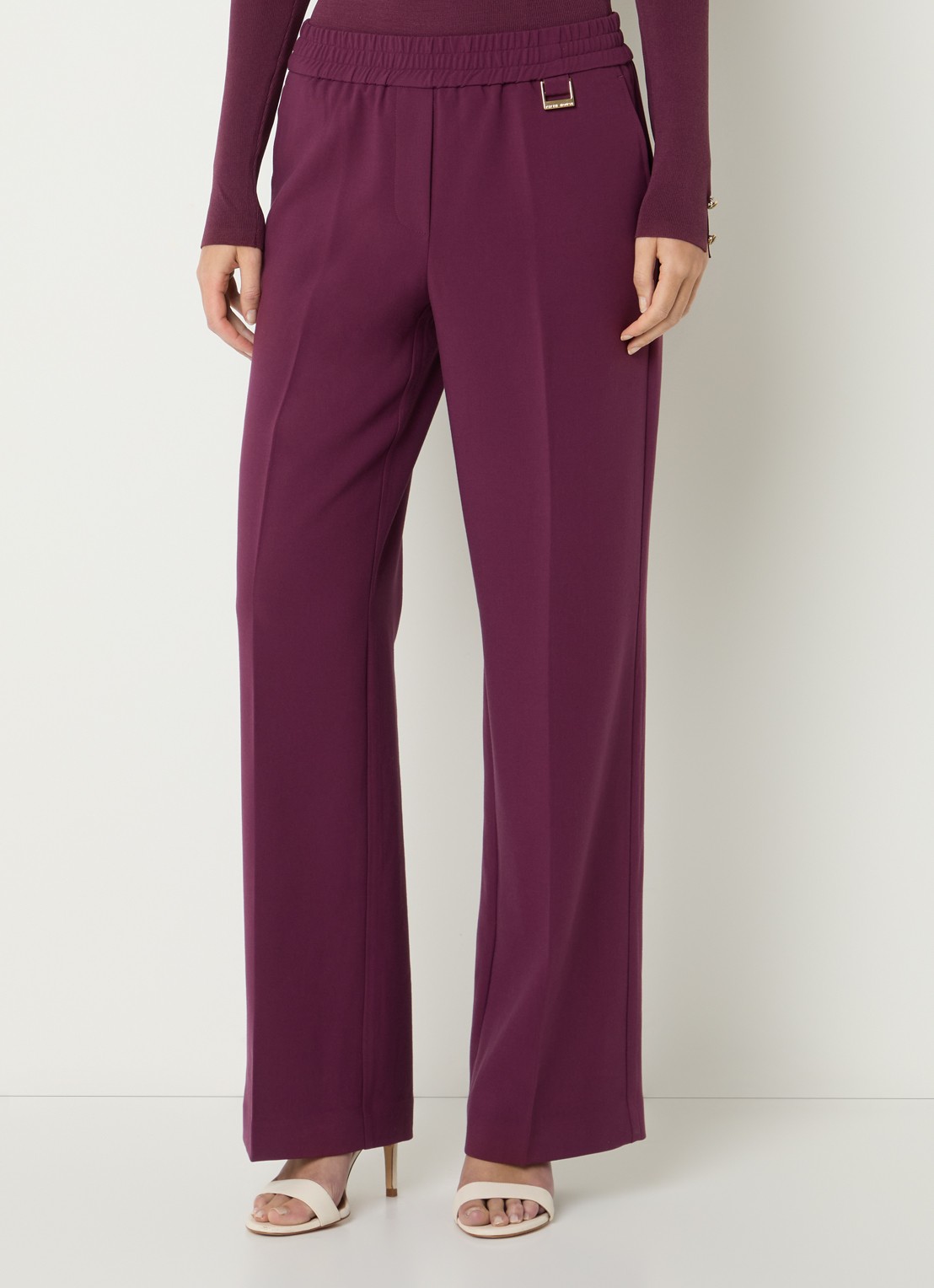 Fifth House Paloma high waist straight fit pantalon met steekzakken - detail 2 bordeauxrood