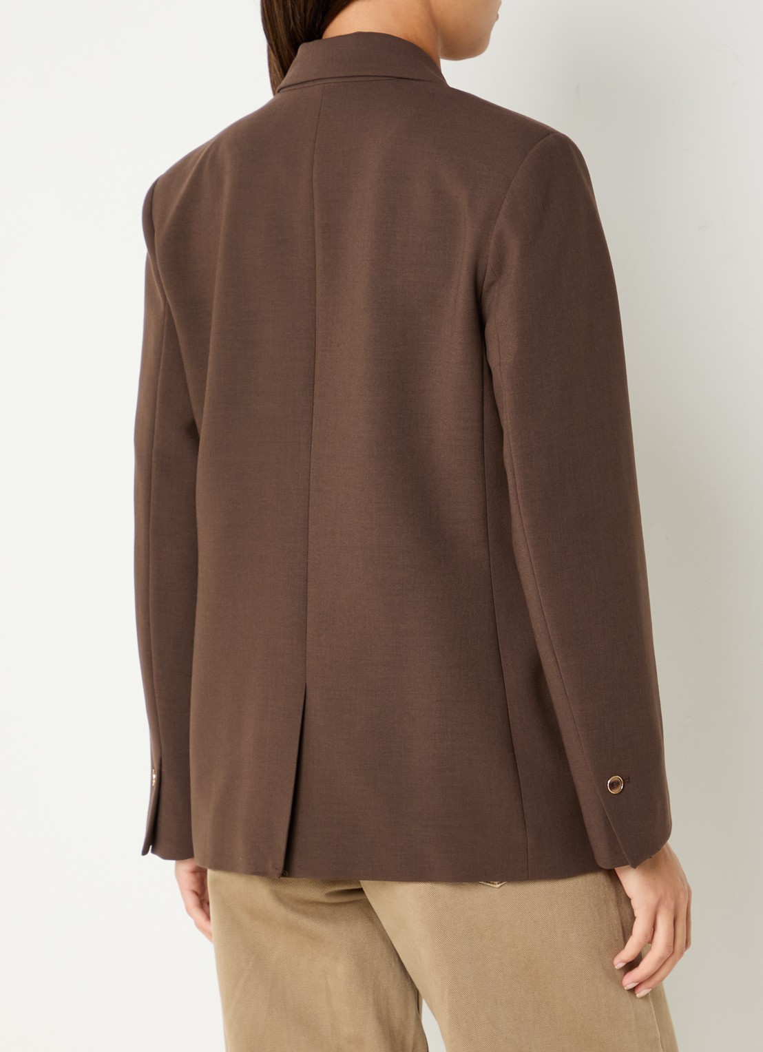 Fifth House Paradice double-breasted blazer in wolblend met klepzakken - achterkant donkerbruin