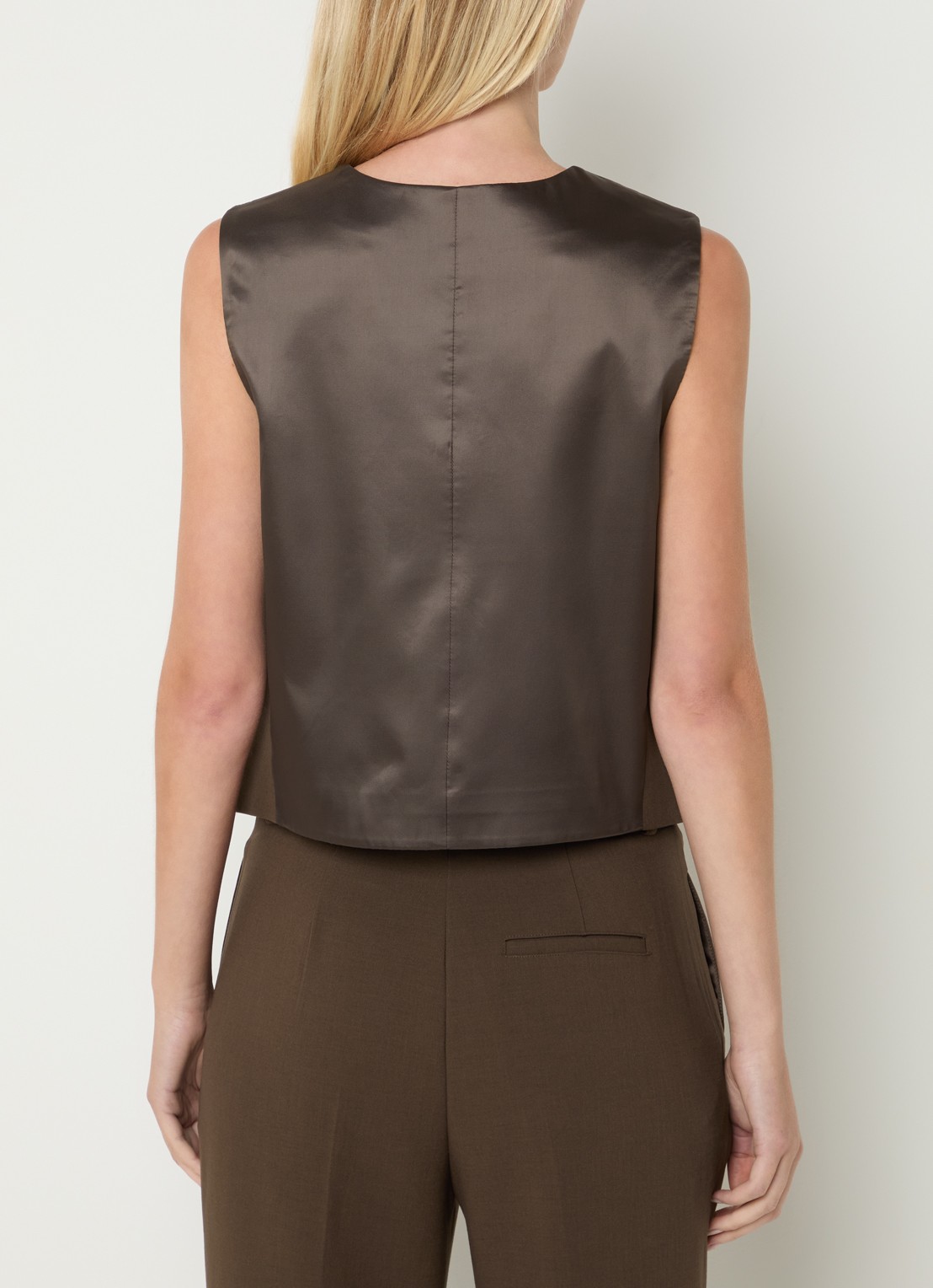 Fifth House Paradice gilet met paspelzakken - achterkant bruin