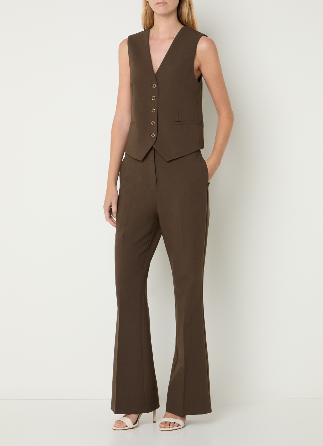 Fifth House Paradice gilet met paspelzakken - voorkant 4 bruin