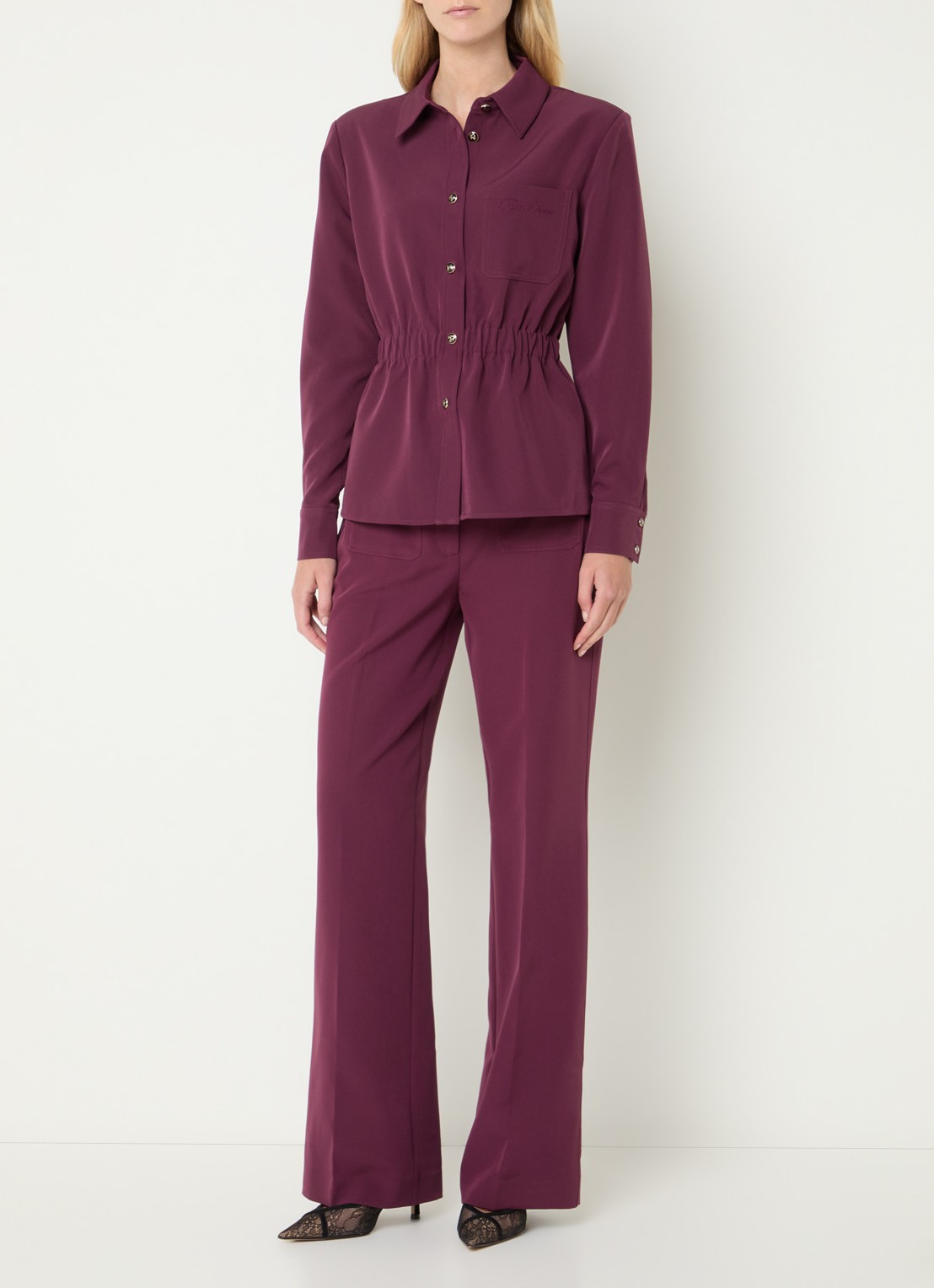 Fifth House Peggi blouse met borstzak - voorkant 2 paars