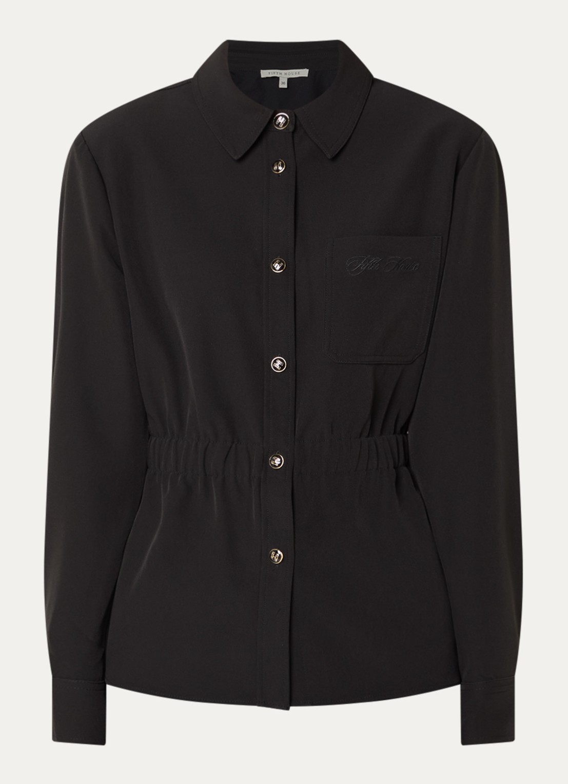 Fifth House Peggi blouse met borstzak - voorkant 3 zwart