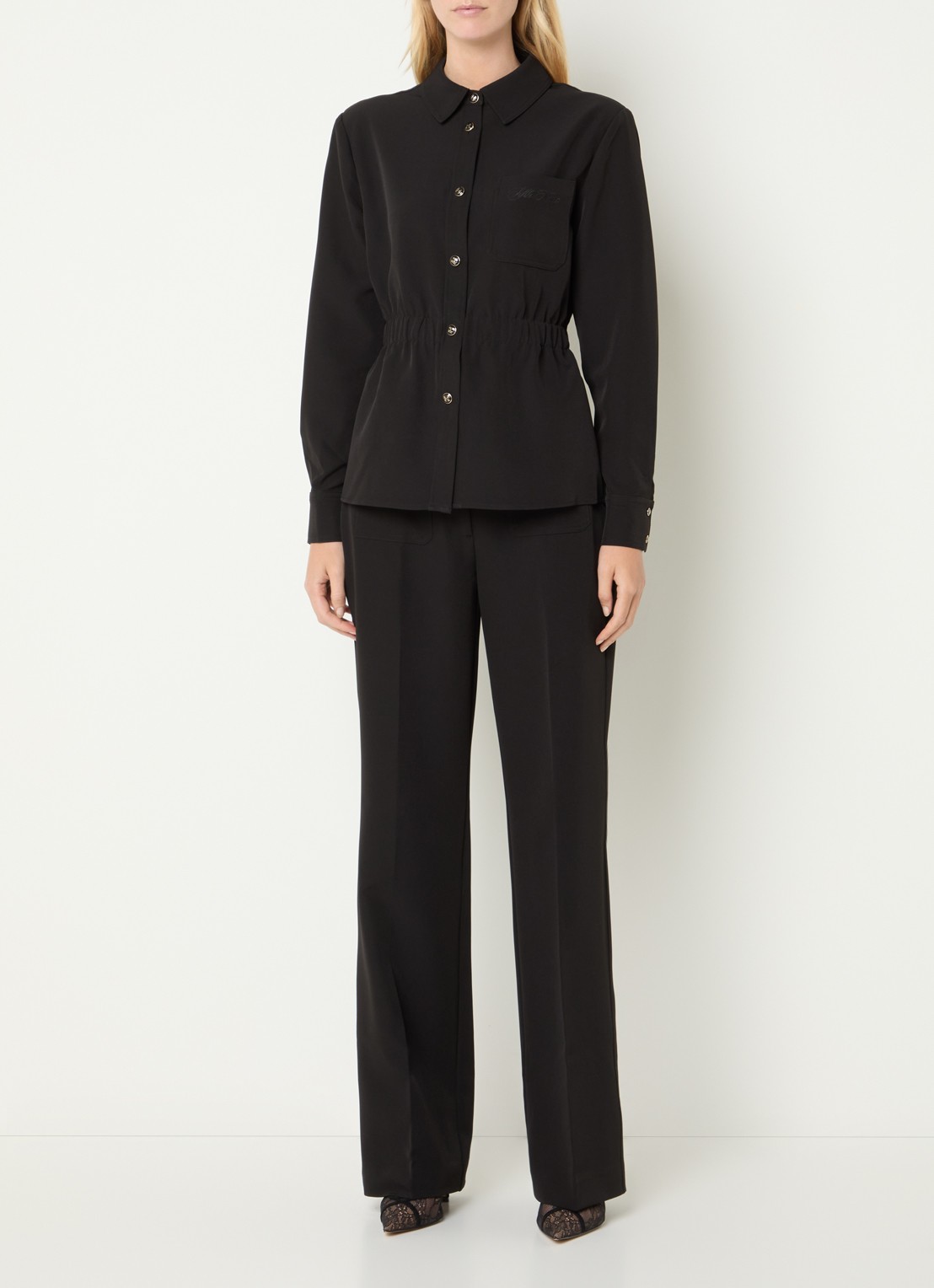Fifth House Peggi blouse met borstzak - voorkant 4 zwart