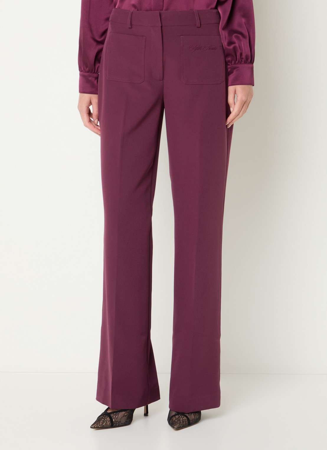Fifth House Peggi high waist wide fit pantalon met opgestikte zakken - detail 4 paars