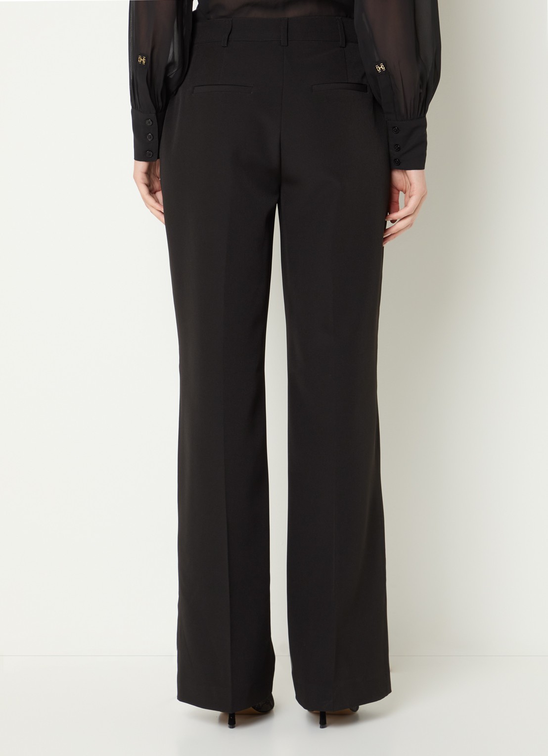 Fifth House Peggi high waist wide fit pantalon met opgestikte zakken - achterkant 3 zwart