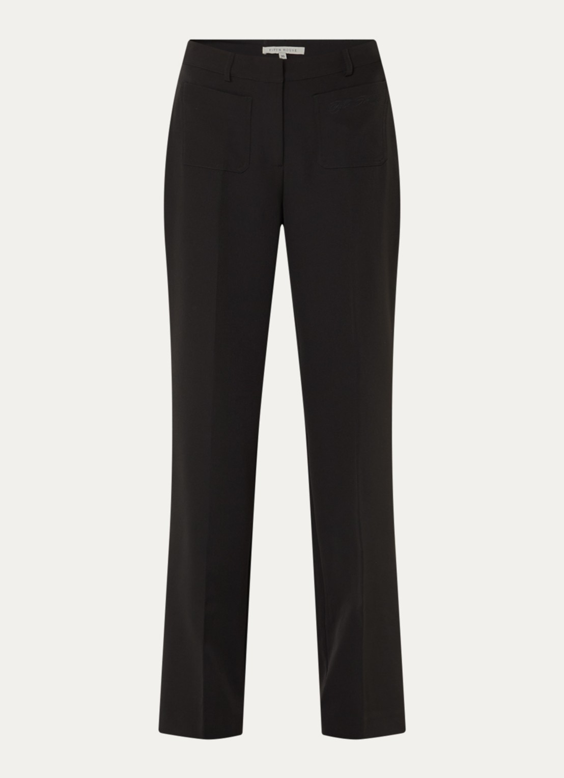 Fifth House Peggi high waist wide fit pantalon met opgestikte zakken - voorkant zwart