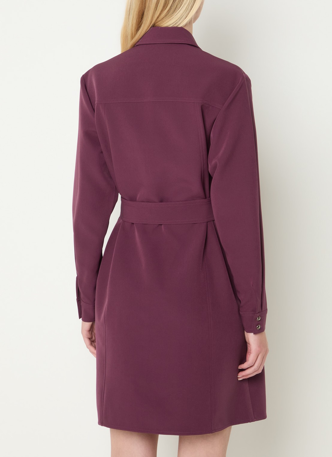 Fifth House Peggi midi blousejurk met strikceintuur - achterkant 4 donkerrood