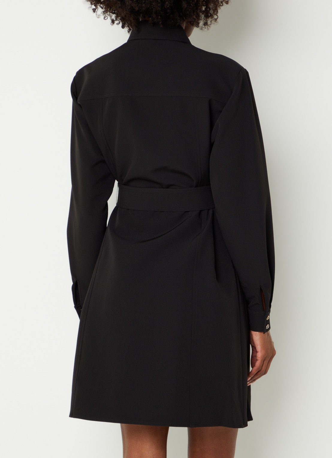 Fifth House Peggi midi blousejurk met strikceintuur - achterkant zwart