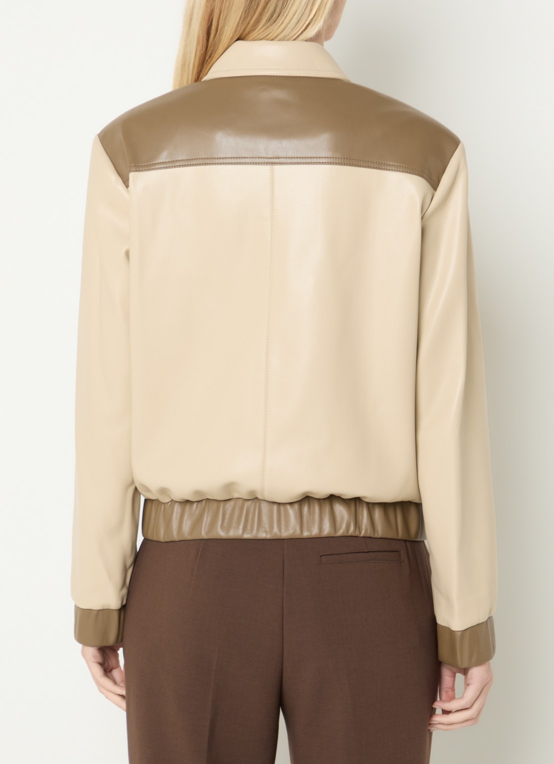 Fifth House Penelora cropped jack van imitatieleer - achterkant beige