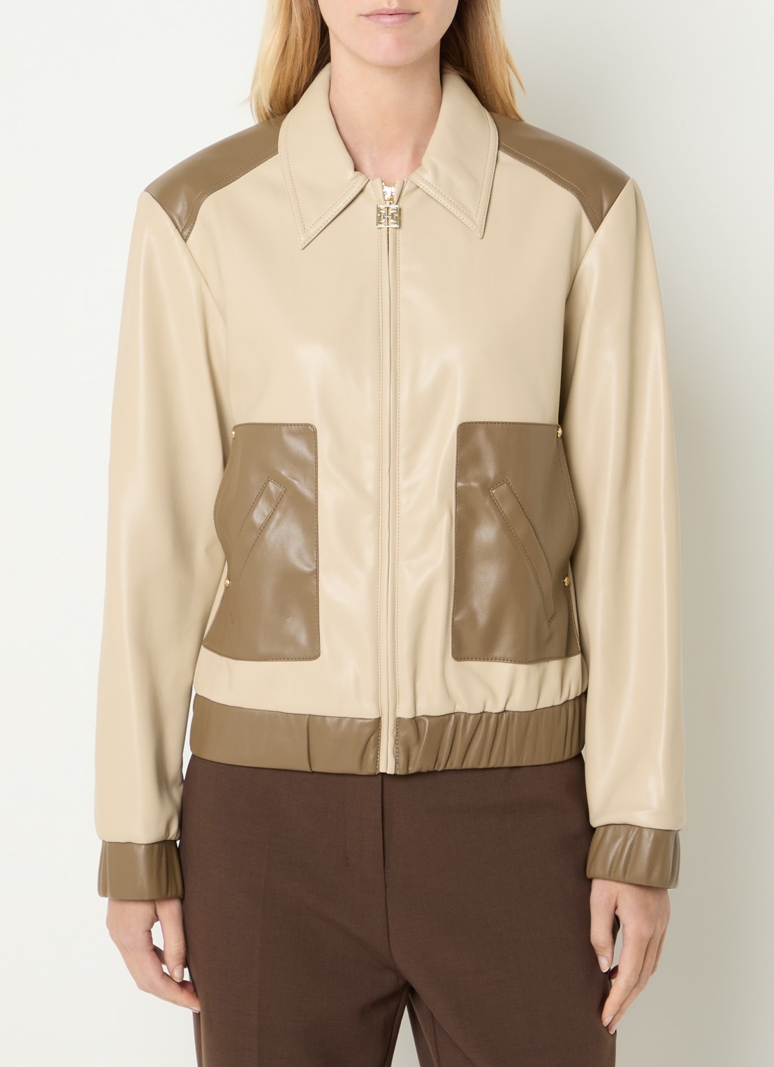 Fifth House Penelora cropped jack van imitatieleer - detail 2 beige