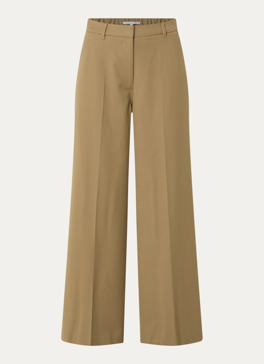 Fifth House Perri high waist wide fit pantalon met steekzakken - voorkant 3 lichtbruin