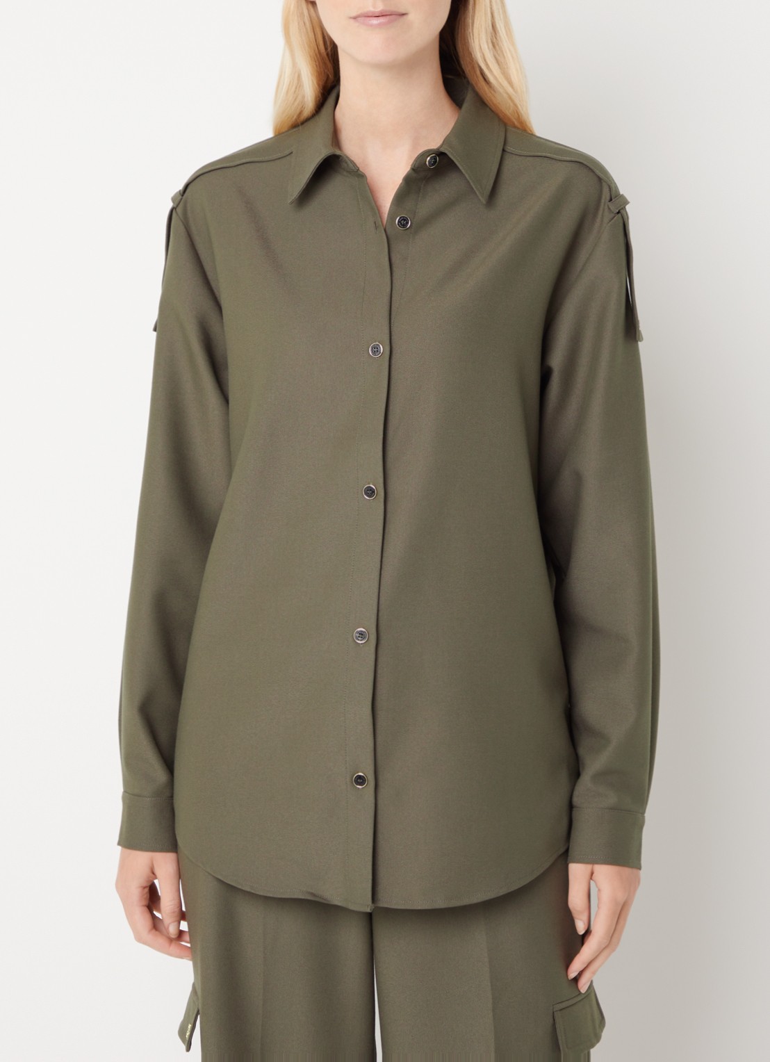 Fifth House Phelia blouse met kraag - detail groen