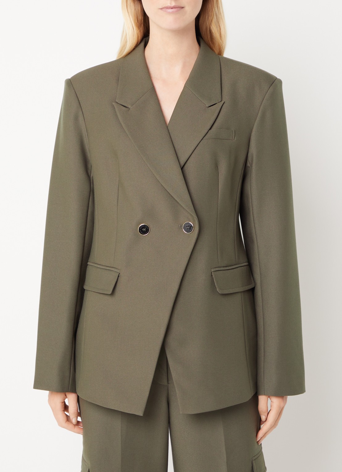Fifth House Phelia double-breasted blazer met klepzakken - detail 2 groen
