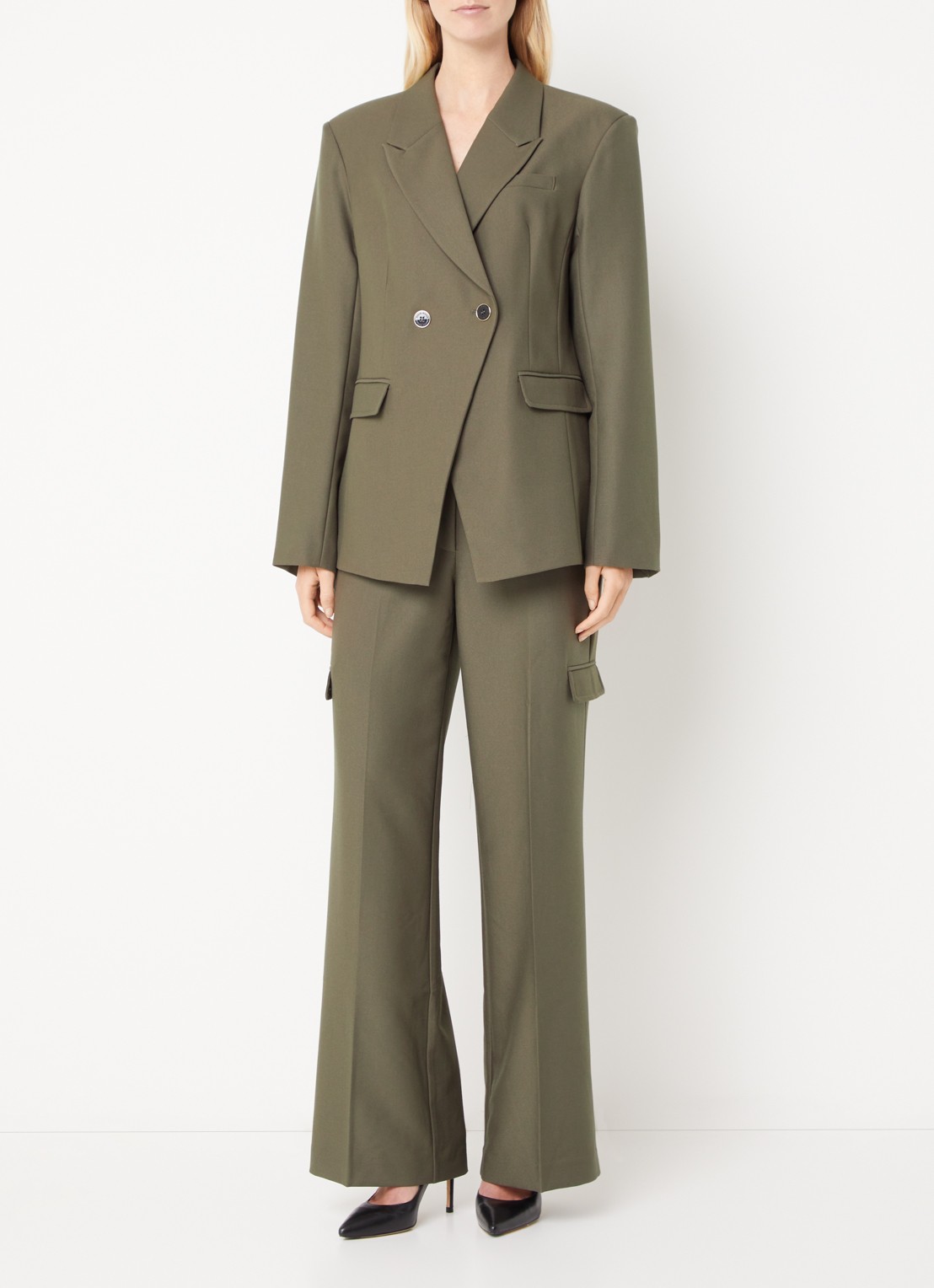Fifth House Phelia double-breasted blazer met klepzakken - voorkant 4 groen