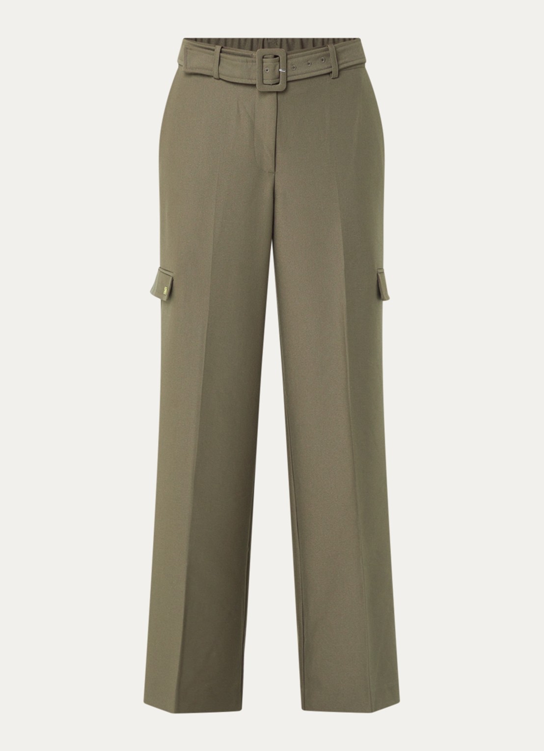 Fifth House Phelia high waist wide fit pantalon met steekzakken - voorkant 3 groen