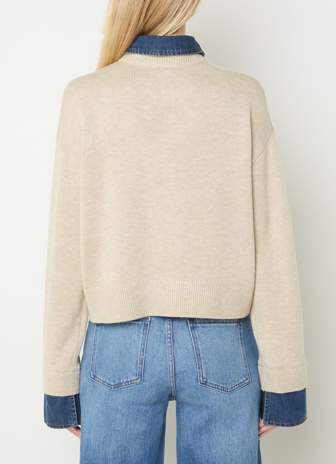 Fifth House Poety sweater met details van denim - achterkant 2 beige