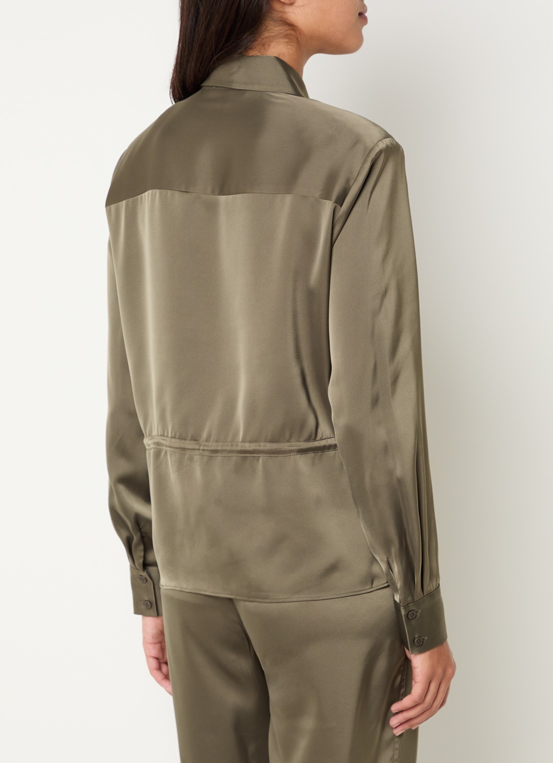 Fifth House Pomeline blouse met logoborduring - achterkant 3 groen