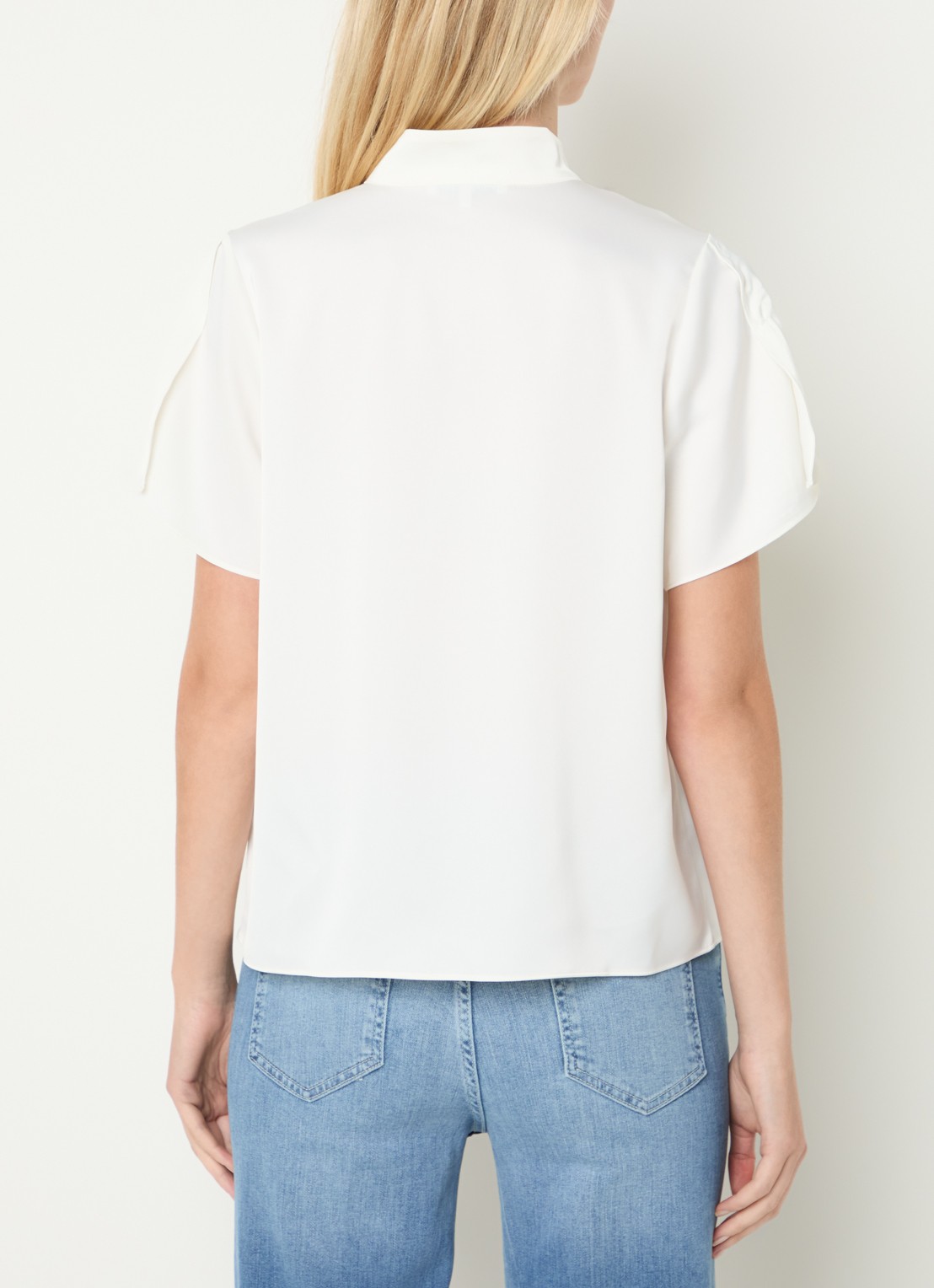 Fifth House Pomeline blouse met opstaande kraag - achterkant 3 gebroken wit