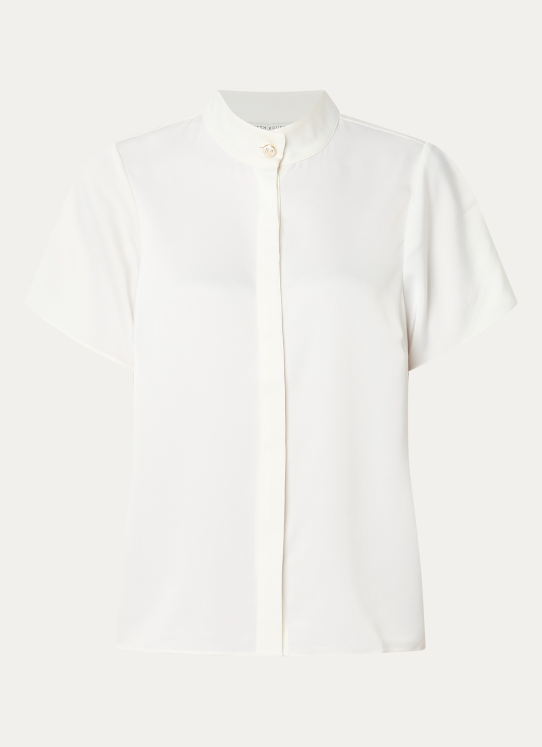 Fifth House Pomeline blouse met opstaande kraag - voorkant gebroken wit