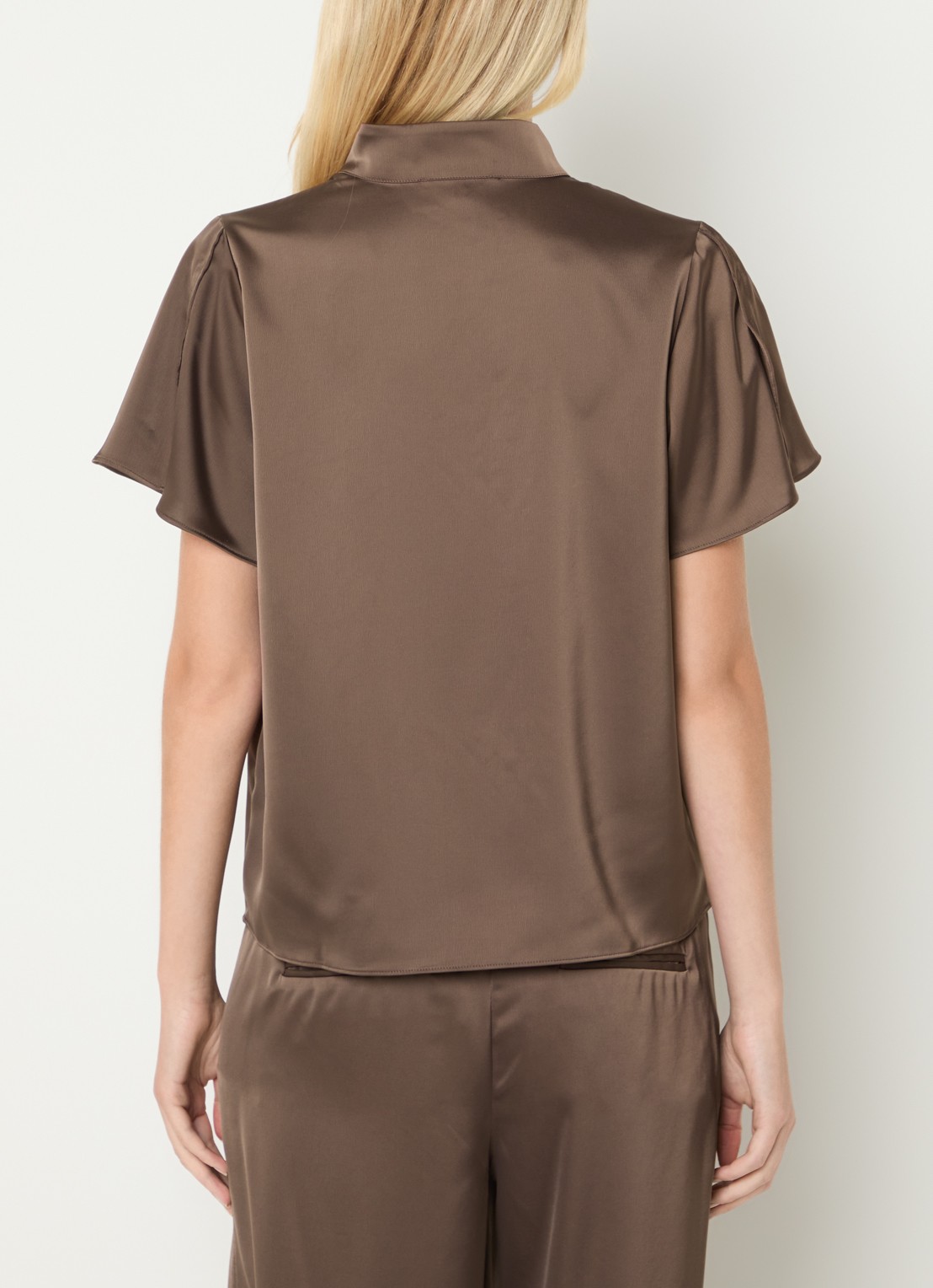 Fifth House Pomeline blouse met opstaande kraag - achterkant 3 bruin