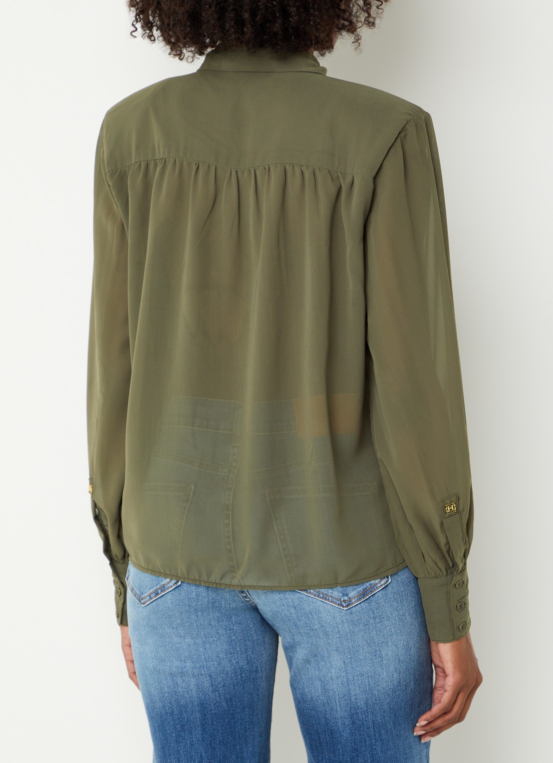 Fifth House Poppy blouse met sjaalkraag - achterkant 3 bronsgroen