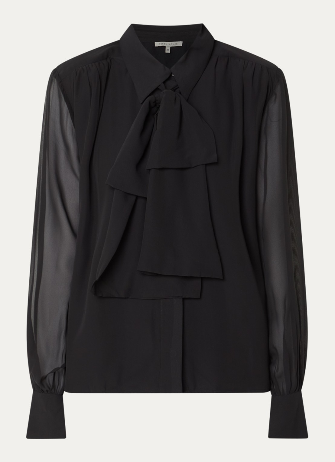 Fifth House Poppy blouse met sjaalkraag - voorkant zwart