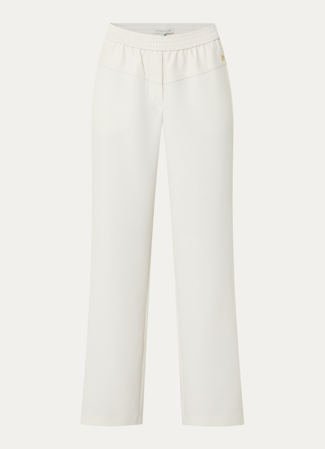 Fifth House Prue high waist wide fit pantalon met steekzakken - voorkant gebroken wit