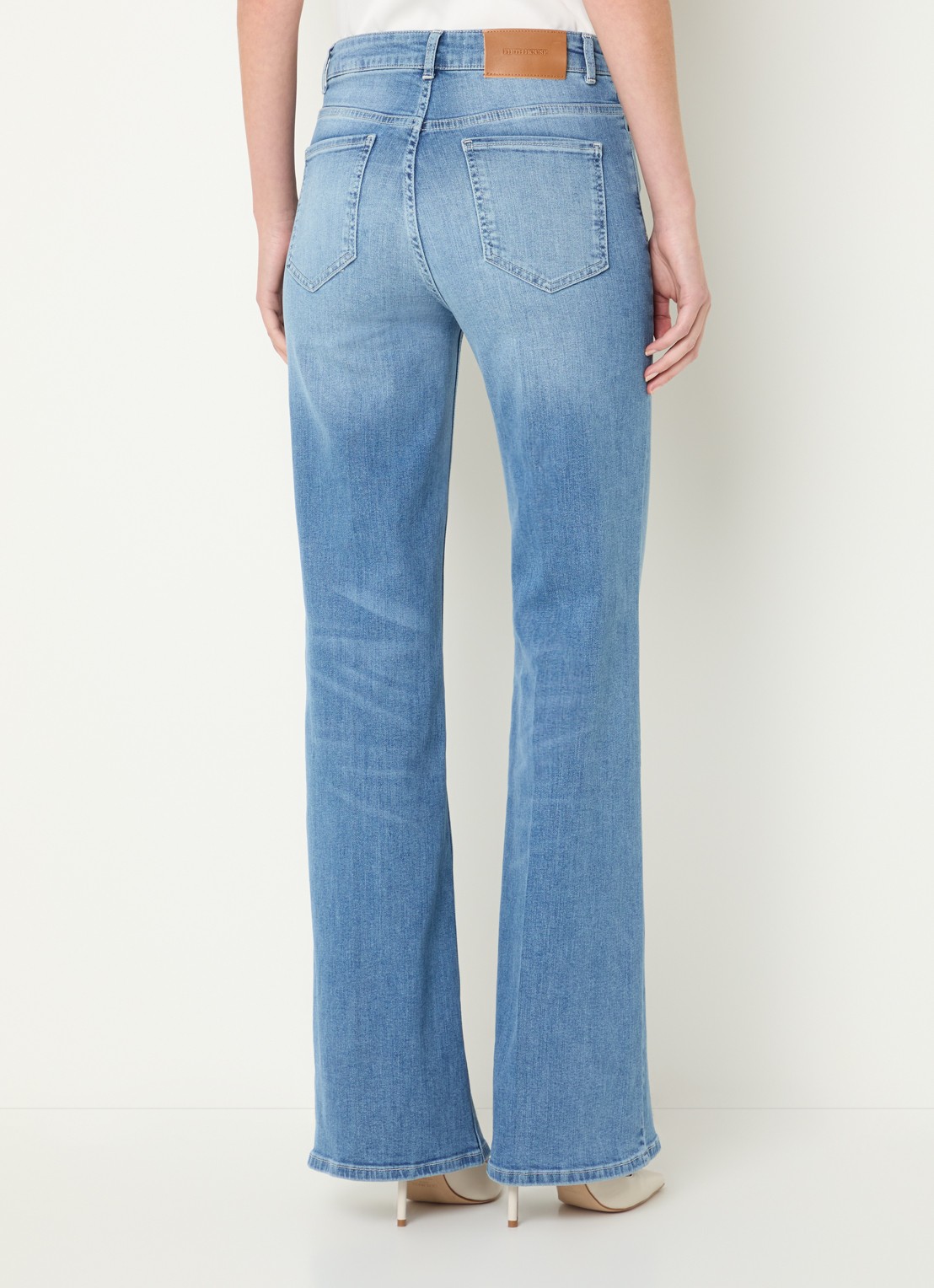 Fifth House Prya high waist wide leg jeans met lichte wassing - achterkant 3 indigo