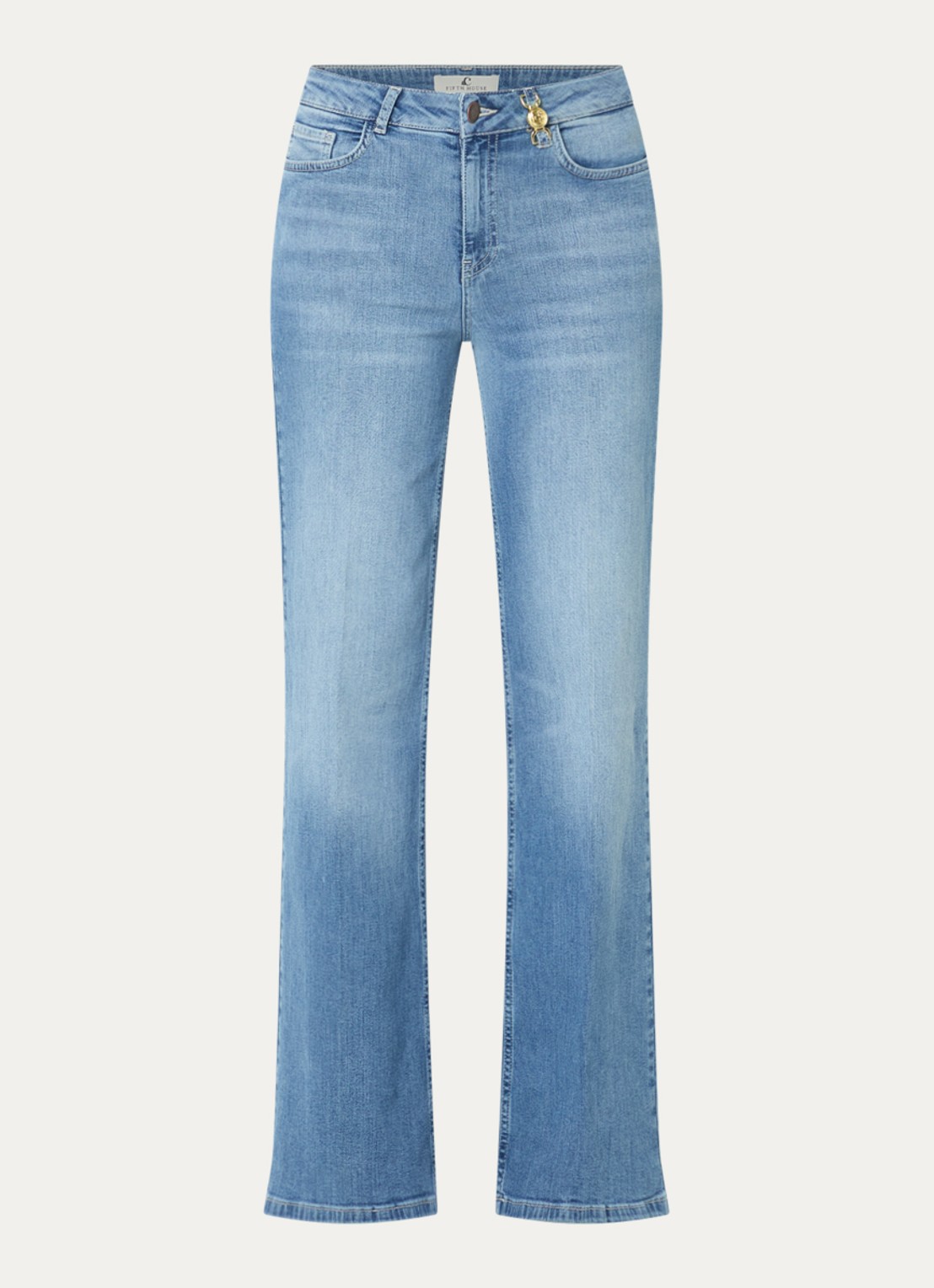 Fifth House Prya high waist wide leg jeans met lichte wassing - voorkant indigo