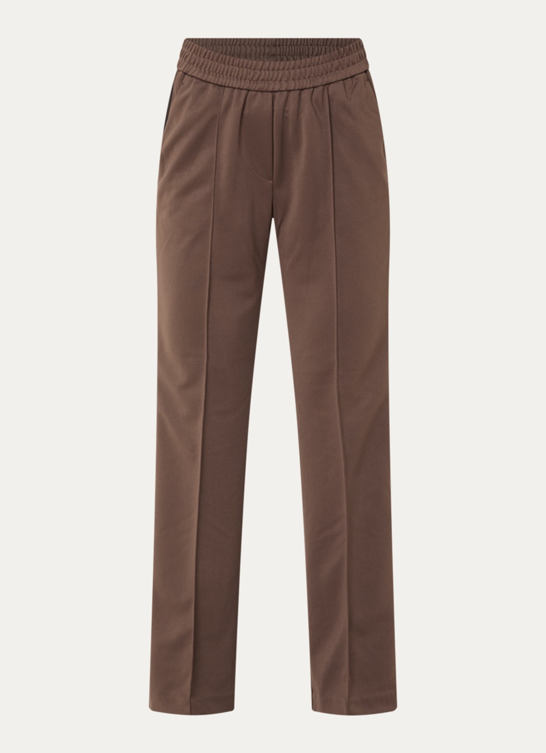 Fifth House Pucy high waist straight fit trackpants met steekzakken - voorkant 3 chocoladebruin