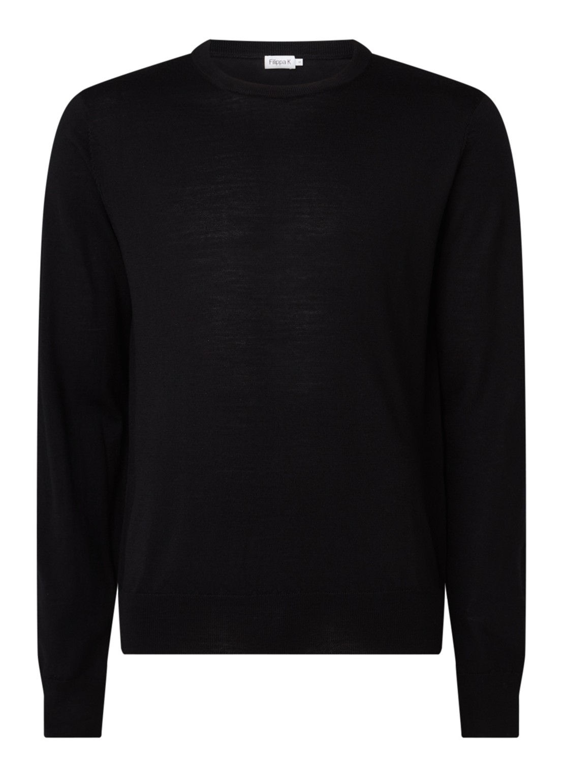 Filippa K Merino fijngebreide pullover met ronde hals - voorkant 2 zwart