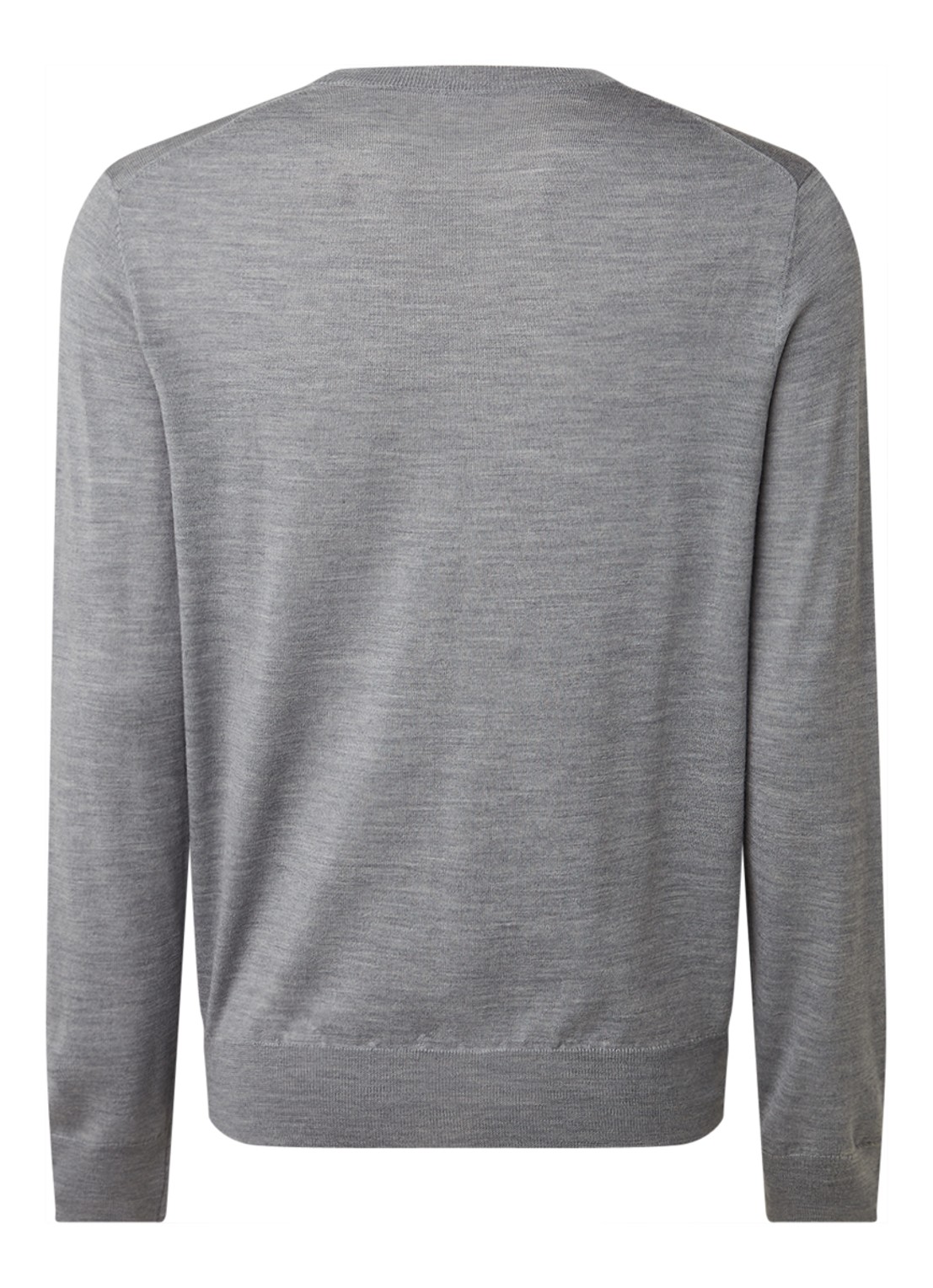 Filippa K Merino fijngebreide pullover met ronde hals - achterkant lichtgrijs