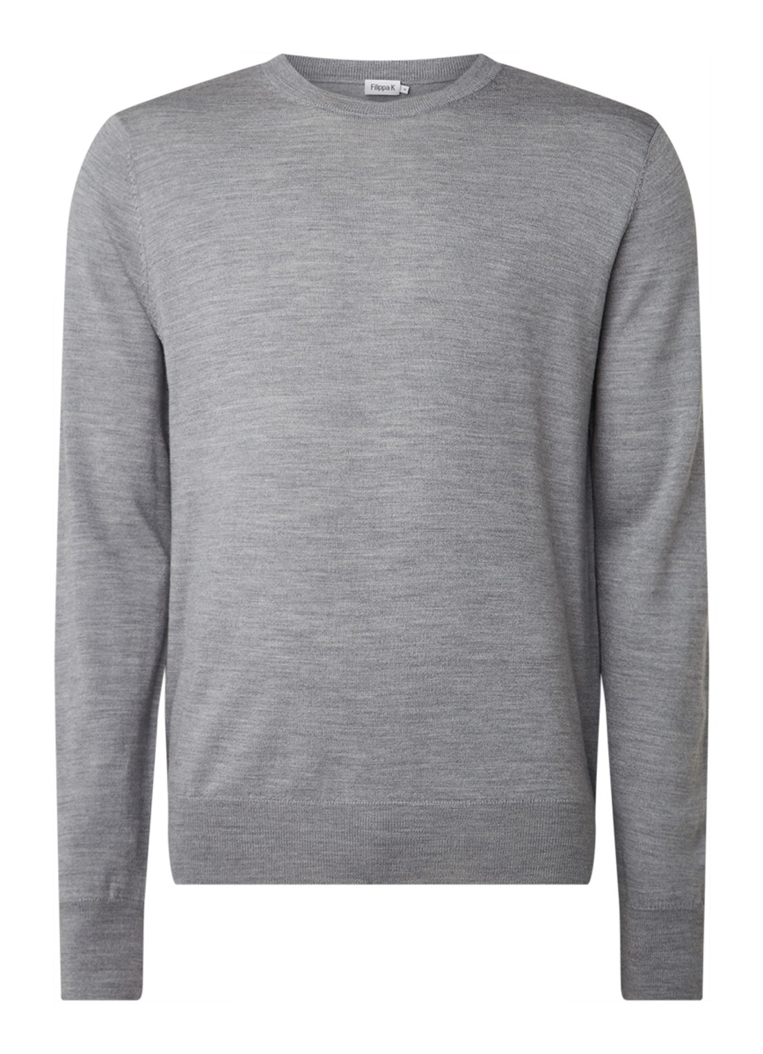 Filippa K Merino fijngebreide pullover met ronde hals - voorkant 3 lichtgrijs