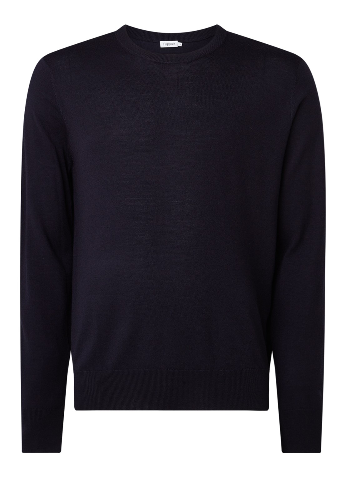 Filippa K Merino fijngebreide pullover met ronde hals - voorkant blauw