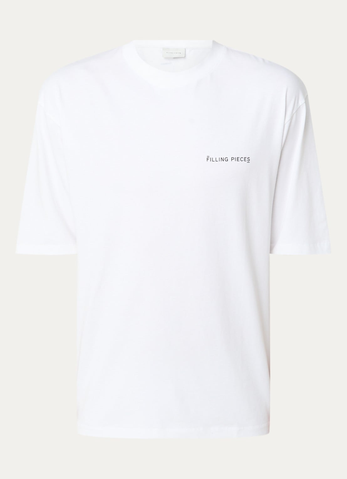 Filling Pieces Boxy T-shirt met logo - voorkant 3 wit
