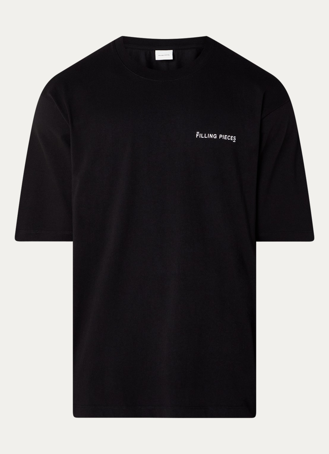Filling Pieces Boxy T-shirt met logo - voorkant 2 zwart