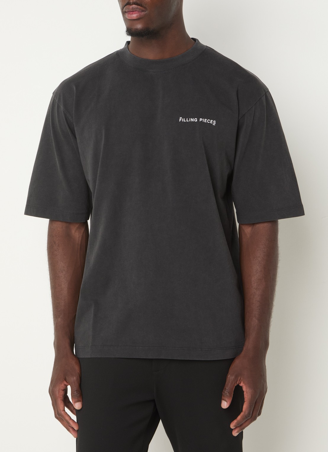 Filling Pieces Boxy T-shirt met logo - detail 2 antraciet