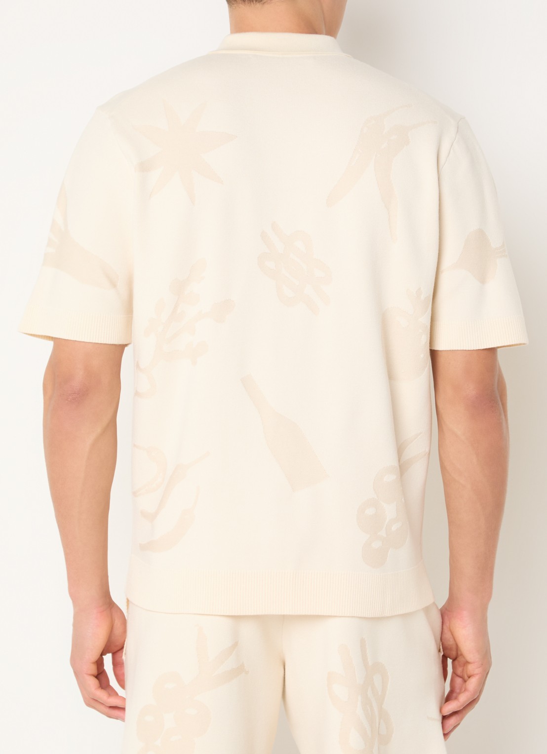 Filling Pieces Breaking Bread fijngebreid vest met ingebreide print - achterkant 3 creme