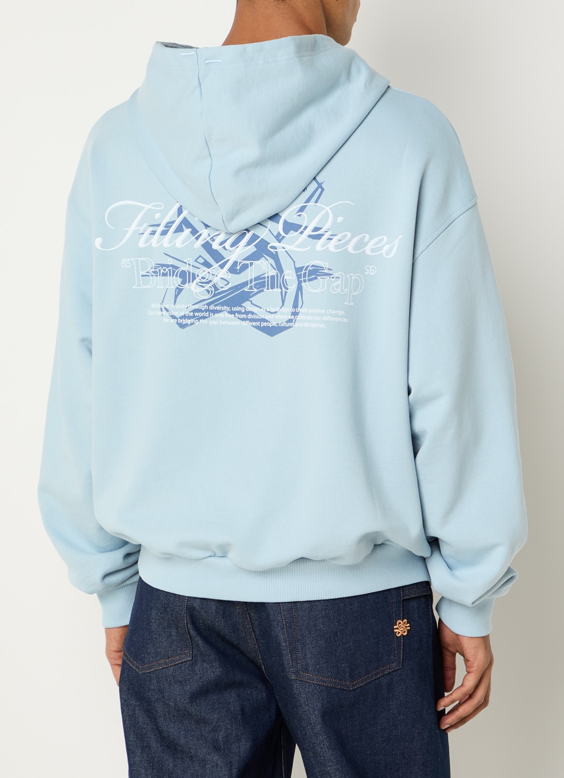 Filling Pieces Bridge the Gap hoodie met logo- en backprint - detail 4 lichtblauw