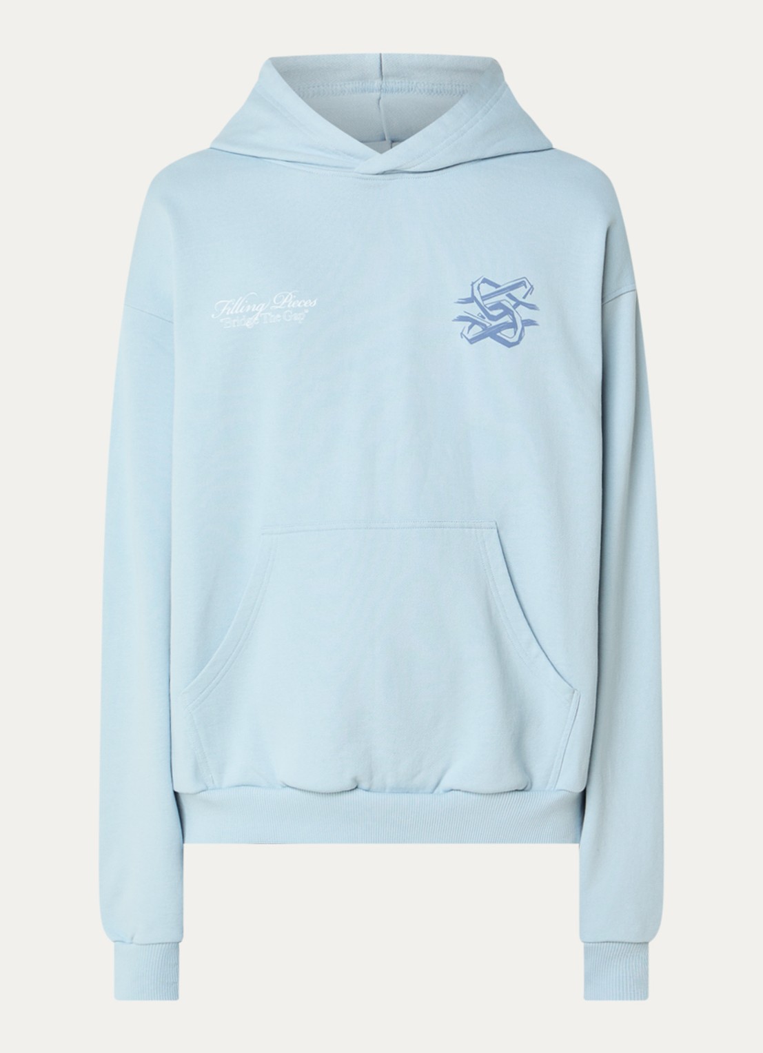 Filling Pieces Bridge the Gap hoodie met logo- en backprint - voorkant lichtblauw