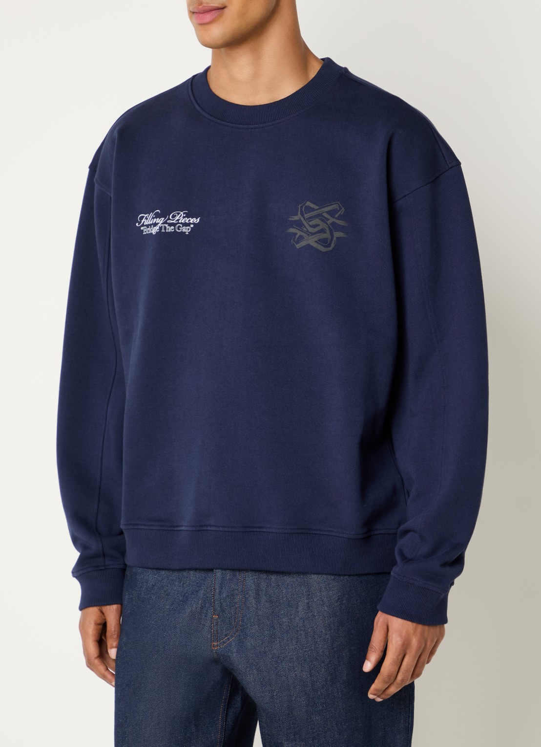 Filling Pieces Bridge the Gap sweater met logo- en backprint - achterkant 2 donkerblauw
