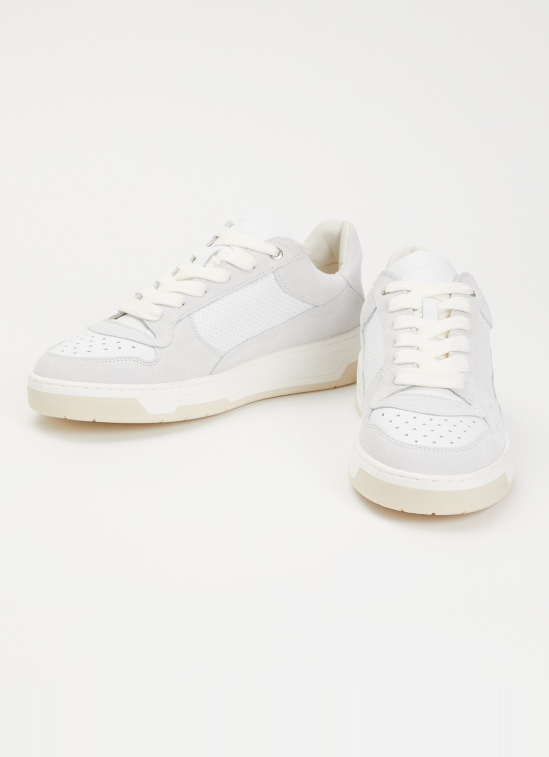Filling Pieces Cruiser Neat sneaker van suède met details van leer - detail 2 gebroken wit