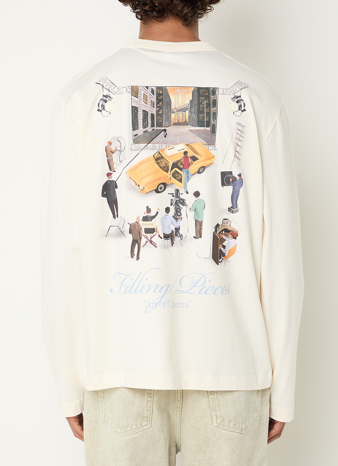 Filling Pieces Film Set longsleeve met logo- en backprint - detail 2 gebroken wit